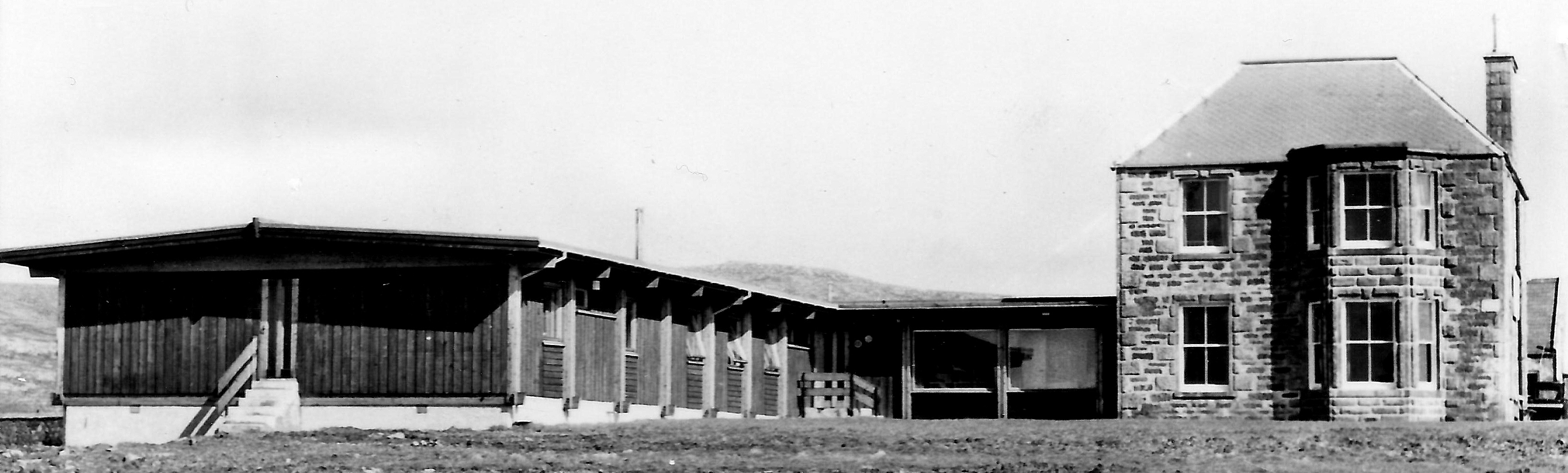 Baltasound Hotel, construction of the wood cabins in the grounds in the 1990s.